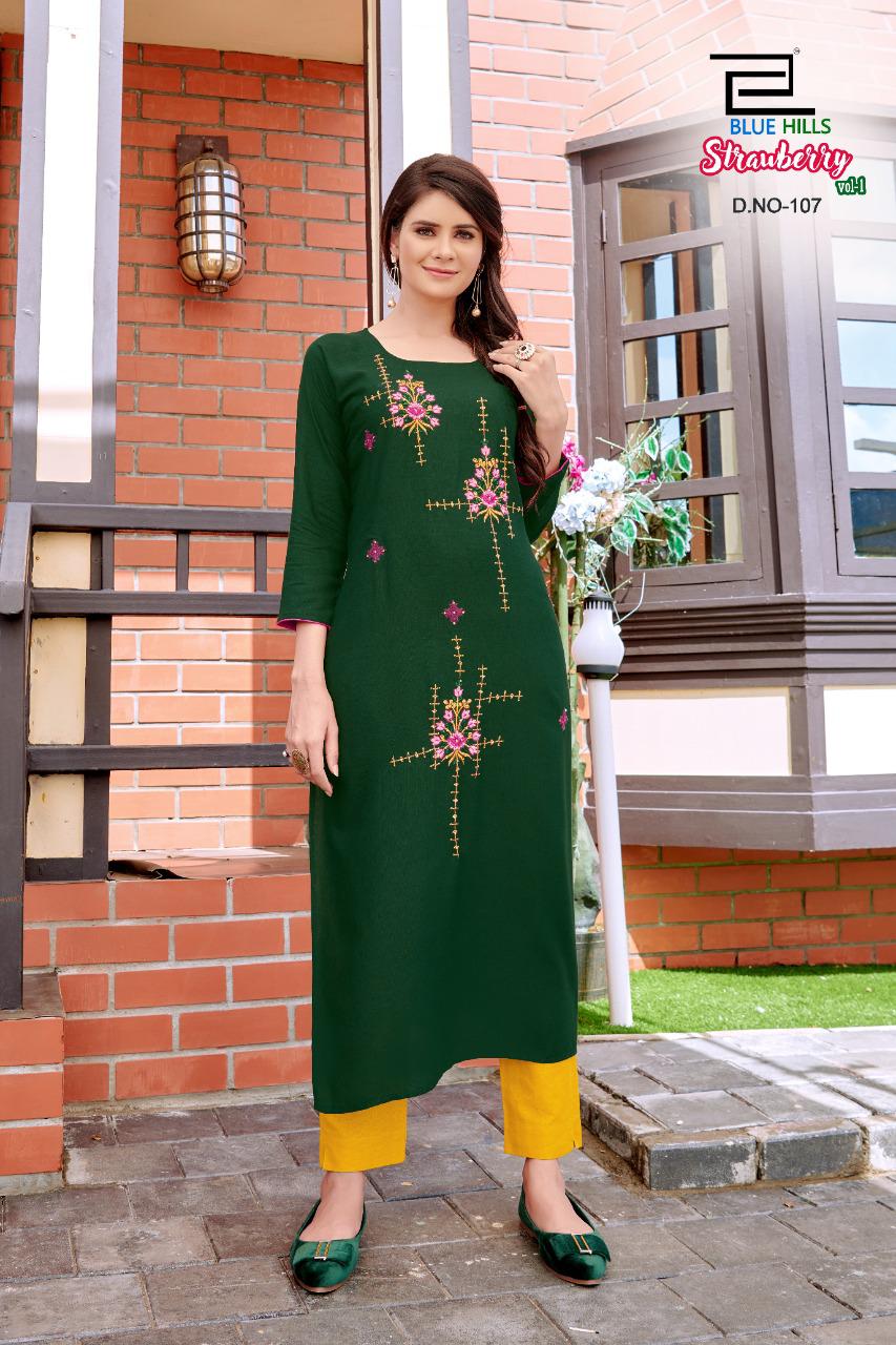 blue hills strawberry rayon astonishing look kurti catalog