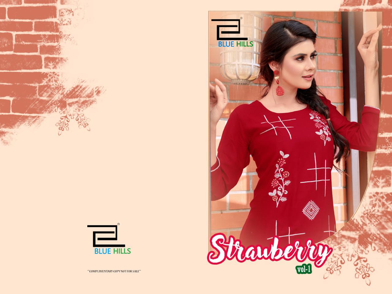 blue hills strawberry rayon astonishing look kurti catalog