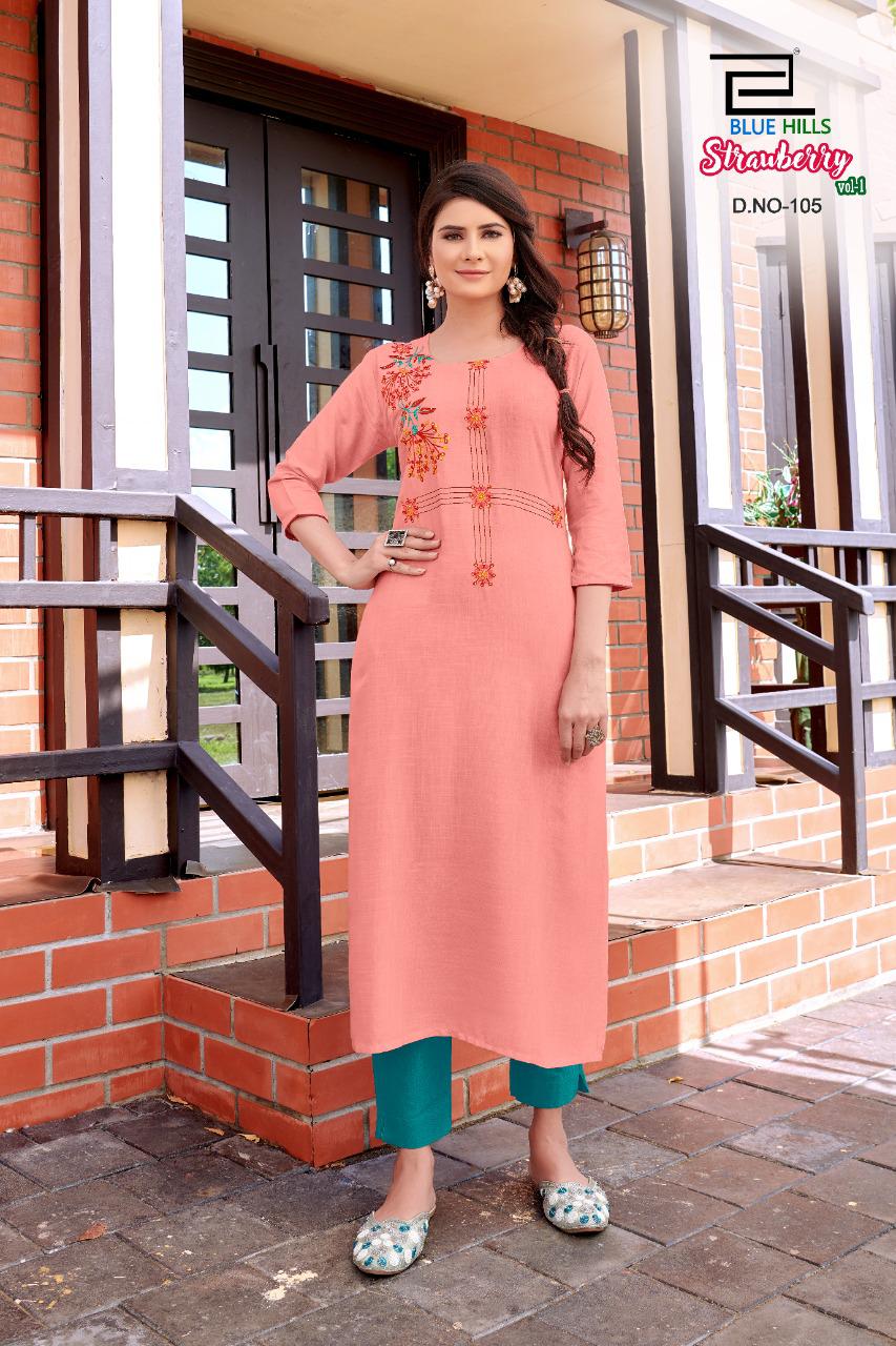 blue hills strawberry rayon astonishing look kurti catalog