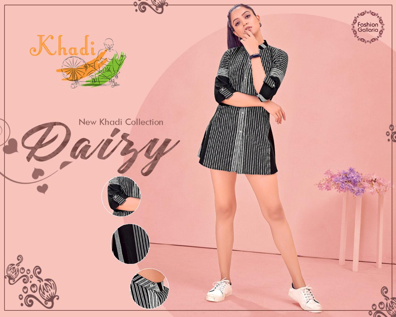 Fashion Galleria daisy vol 1 pure khadi stylish look shirts catalog