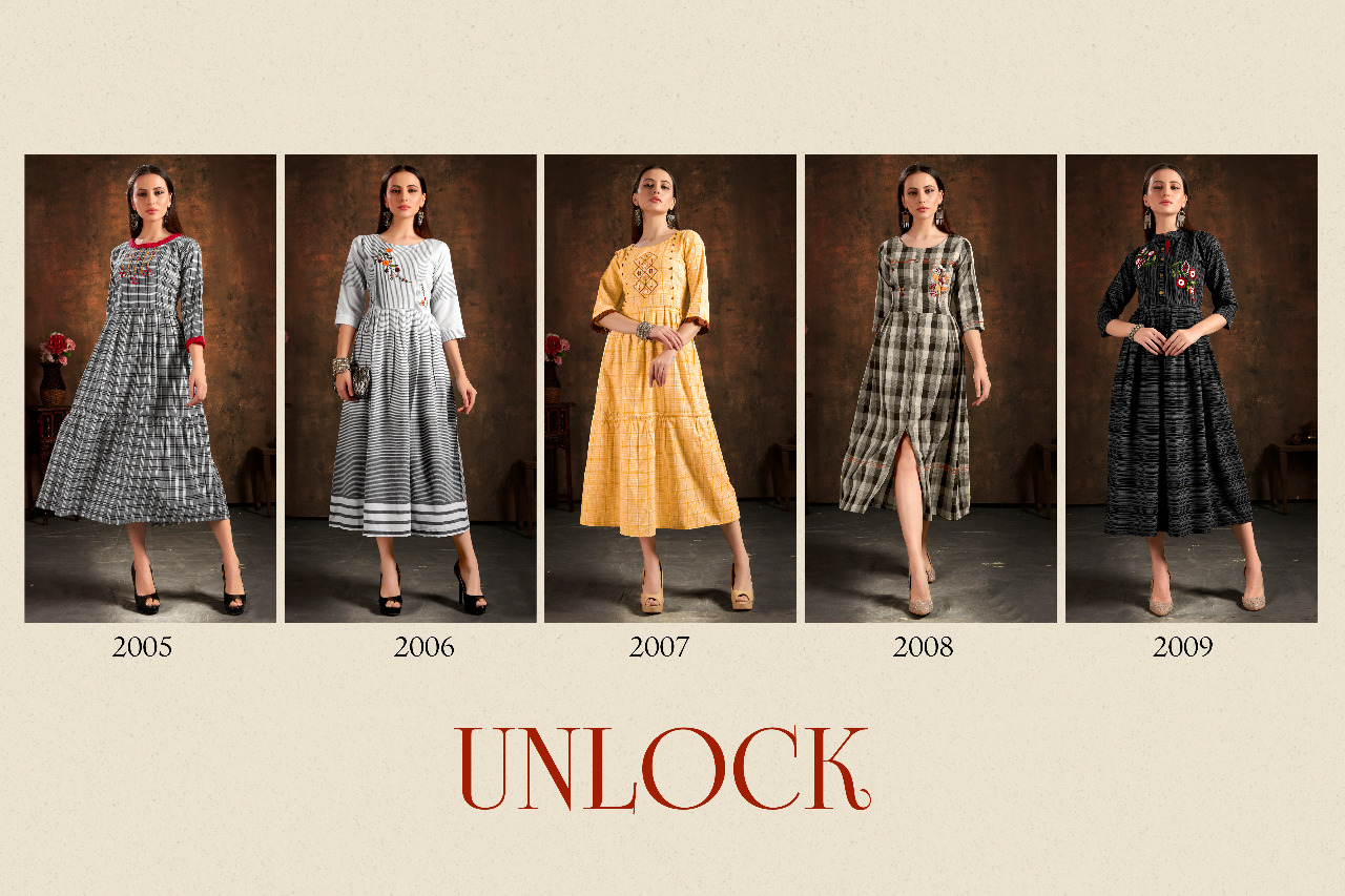 Fashion Galleria unlock vol 1 cotton catchy look frock style kurti catalog