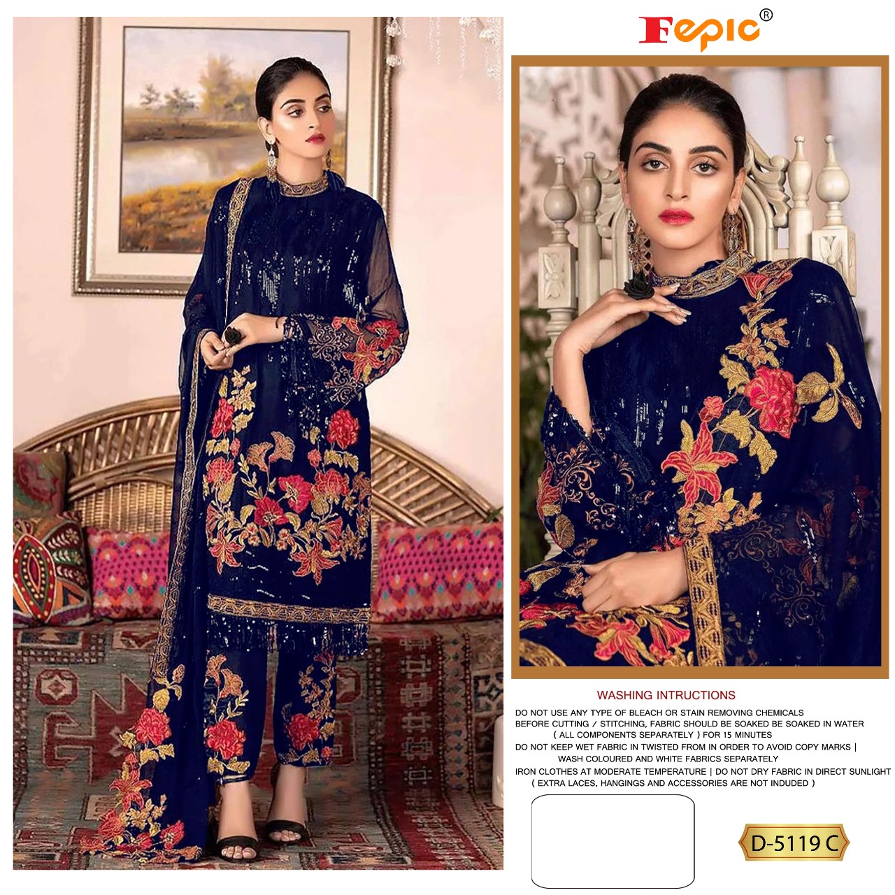 fepic rosemeen d no d 1119 georgette elegant look salwar suit catalog