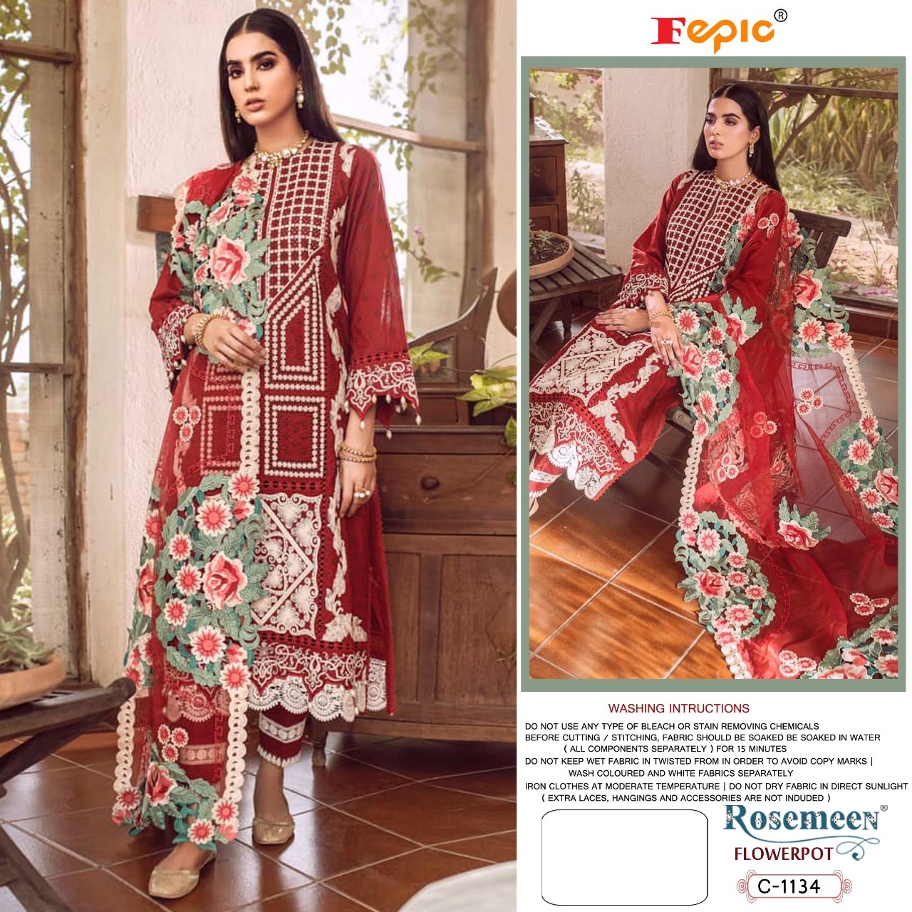 fepic rosemeen  c 1134 net heavy embroidered astonishing look salwar suit single