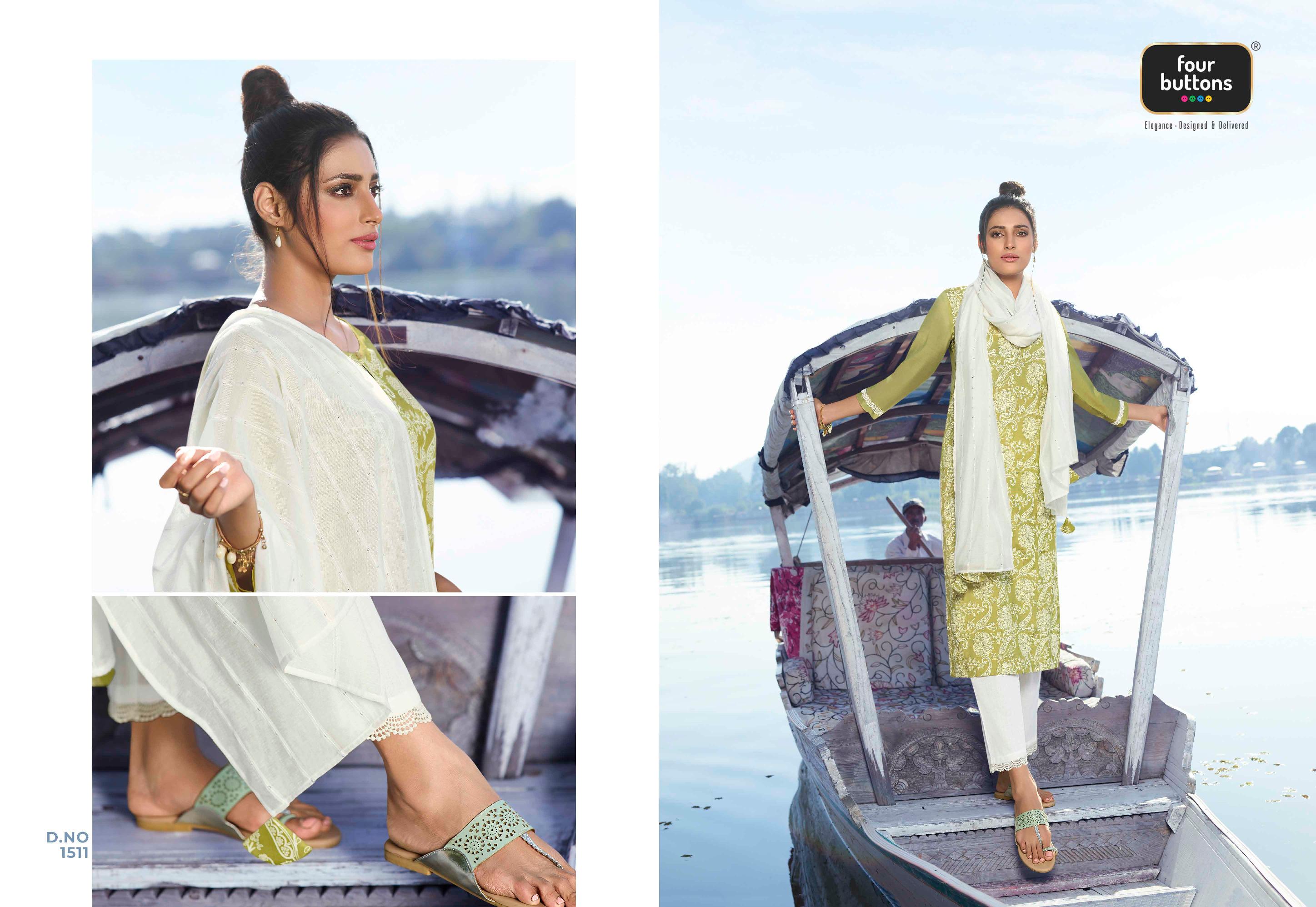 four buttons Four gems 2 viscose regal look kurti with bottom dupatta catalog