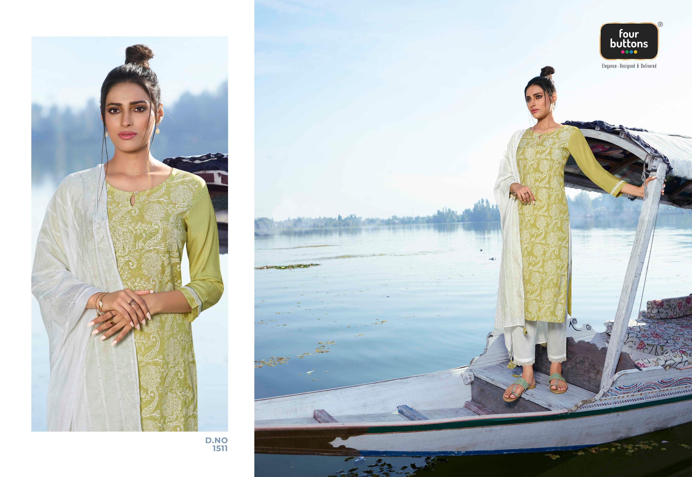 four buttons Four gems 2 viscose regal look kurti with bottom dupatta catalog