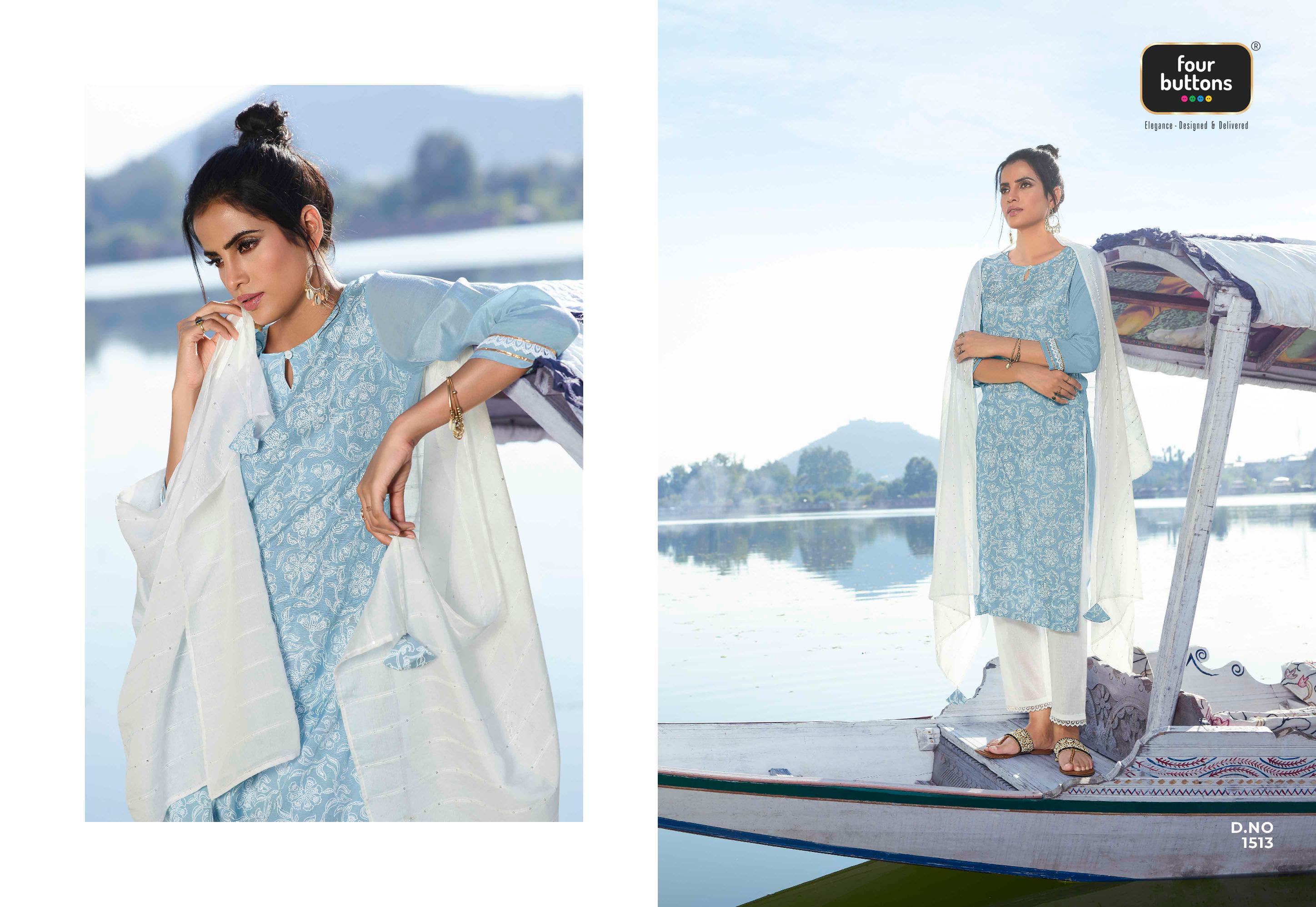 four buttons Four gems 2 viscose regal look kurti with bottom dupatta catalog