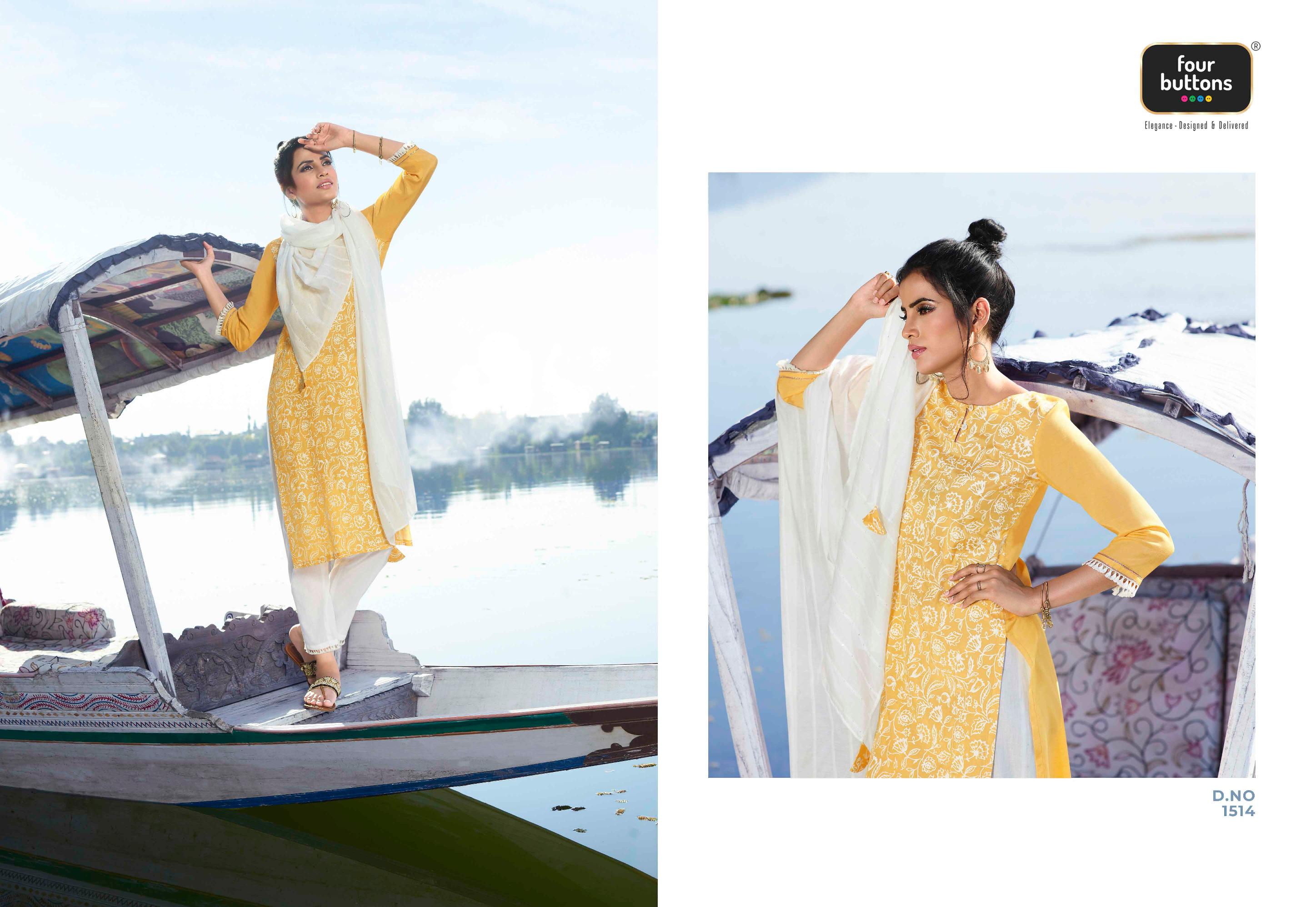 four buttons Four gems 2 viscose regal look kurti with bottom dupatta catalog