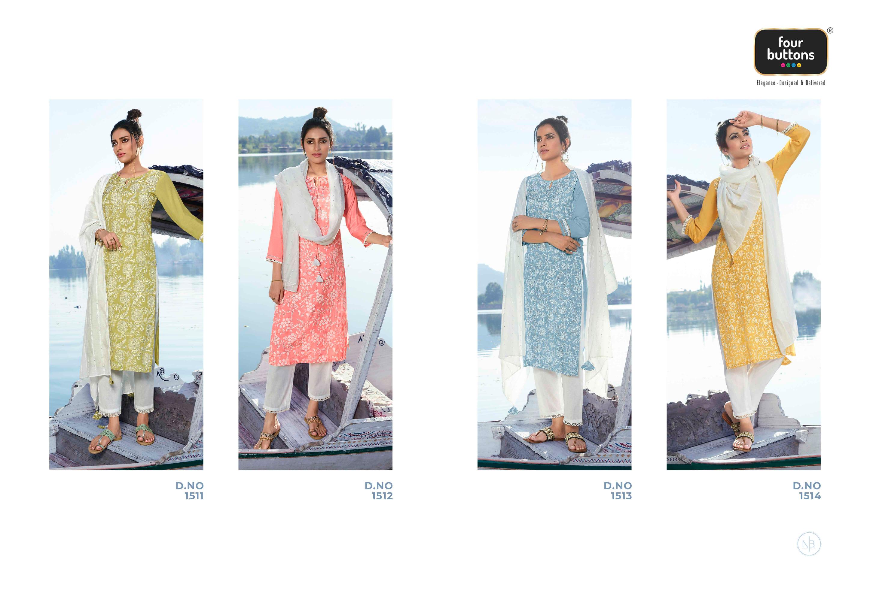 four buttons Four gems 2 viscose regal look kurti with bottom dupatta catalog