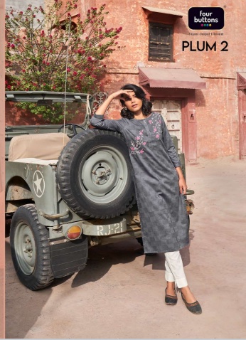 four buttons plum 2 cotton catchy look kurti  catalog