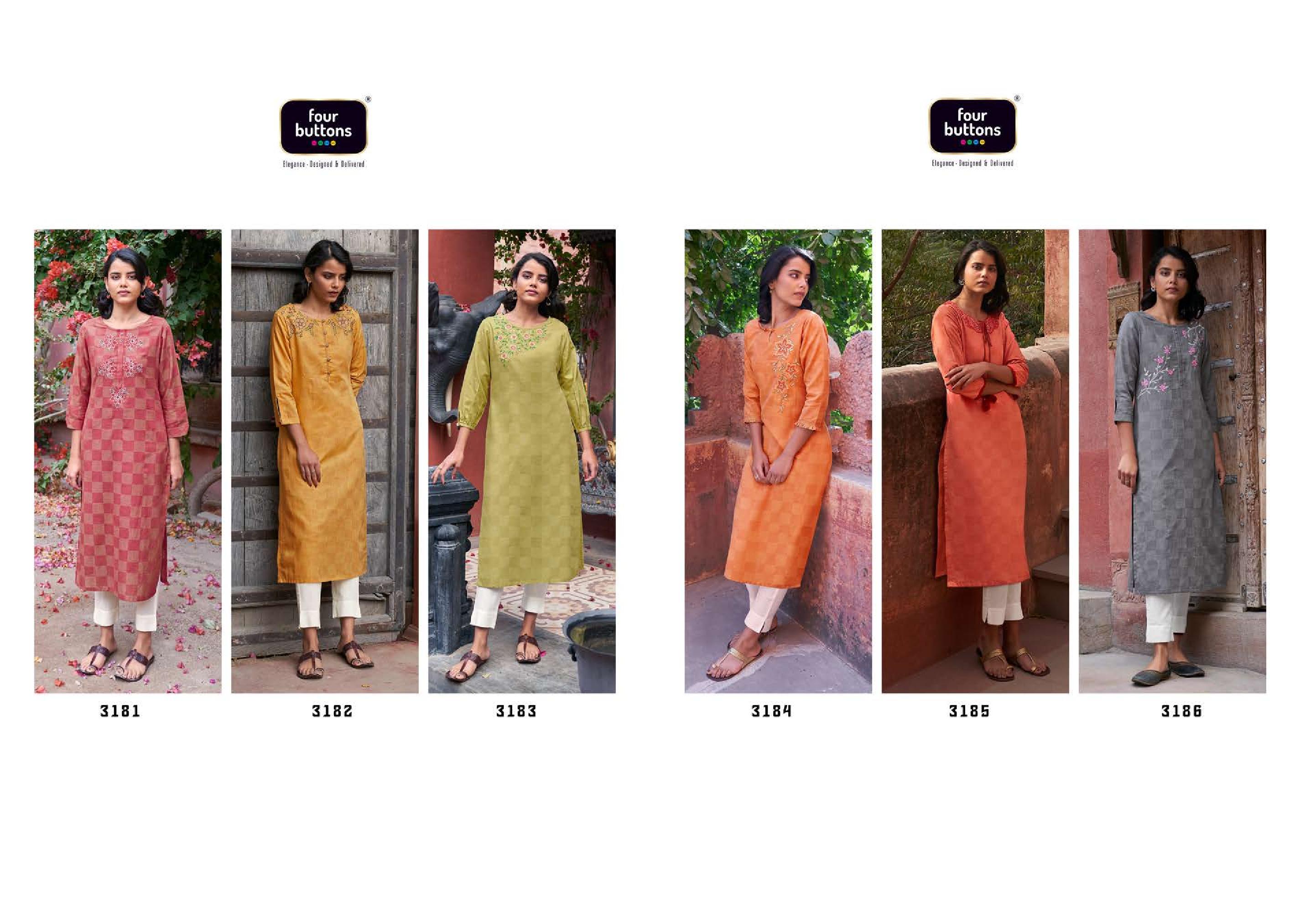 four buttons plum 2 cotton catchy look kurti  catalog