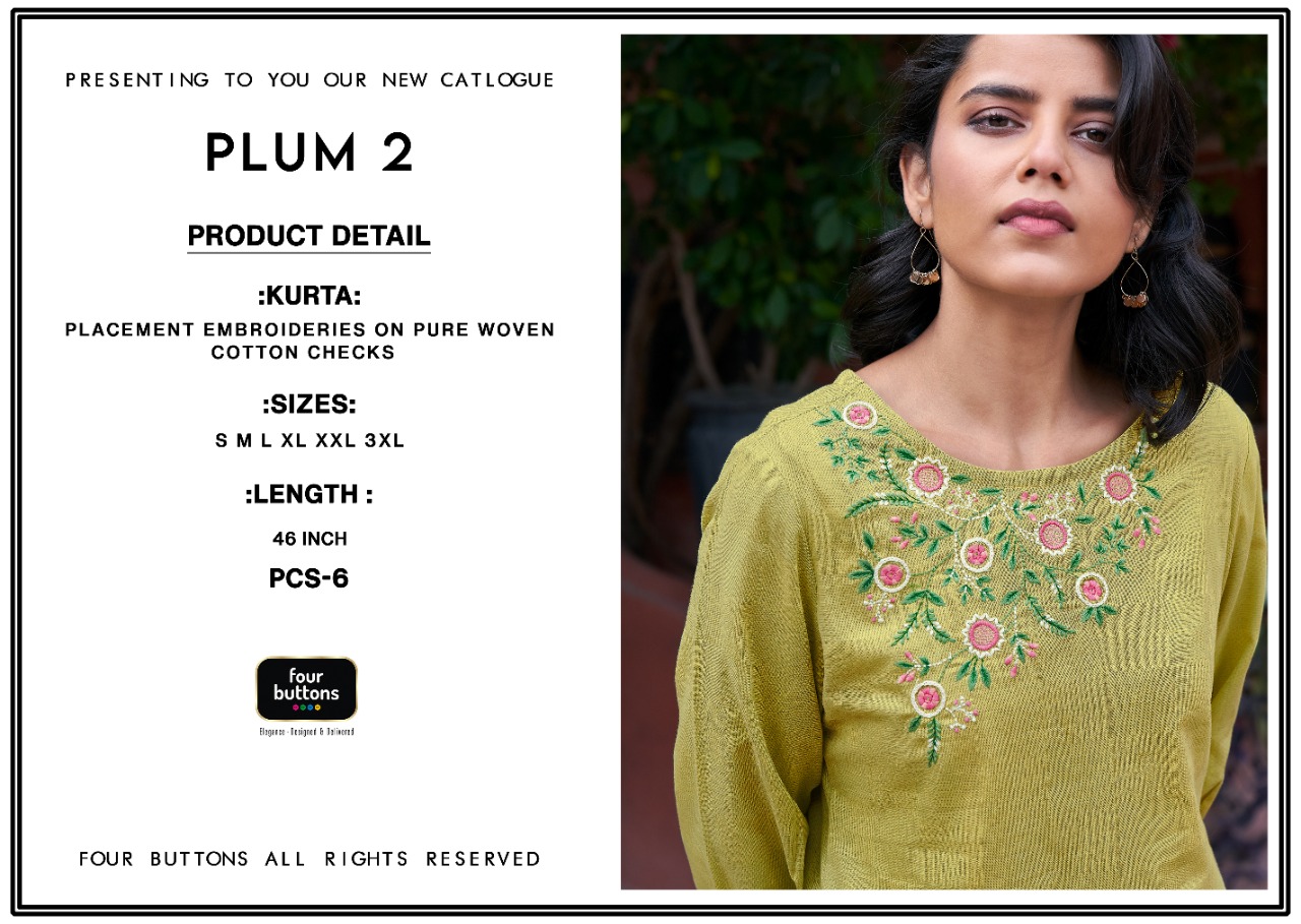 four buttons plum 2 cotton catchy look kurti  catalog