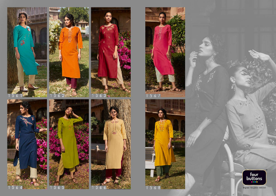 four buttons rozana 2 cotton new and modern style kurti with bottom and dupatta catalog