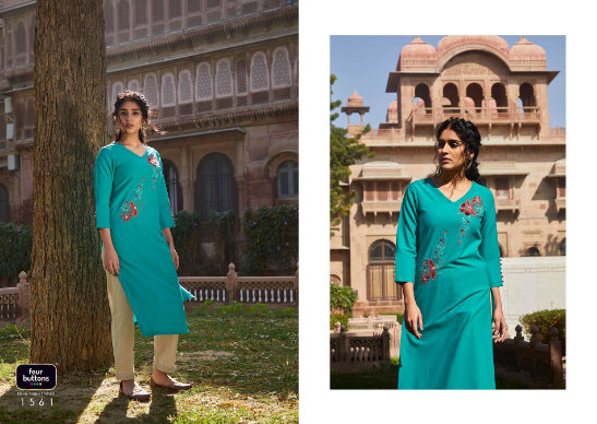 four buttons rozana 2 cotton new and modern style kurti with bottom and dupatta catalog