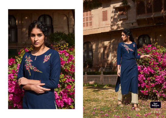 four buttons rozana 2 cotton new and modern style kurti with bottom and dupatta catalog