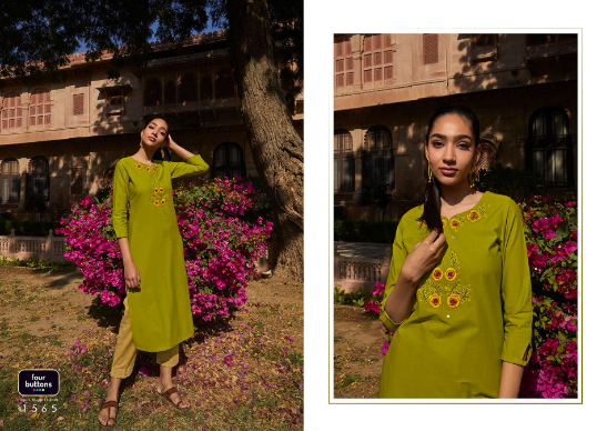 four buttons rozana 2 cotton new and modern style kurti with bottom and dupatta catalog