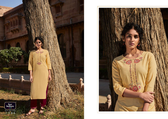 four buttons rozana 2 cotton new and modern style kurti with bottom and dupatta catalog