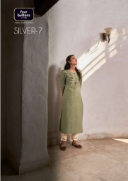 four buttons silver 7 cotton authentic fabric kurti with pant and dupatta catalog