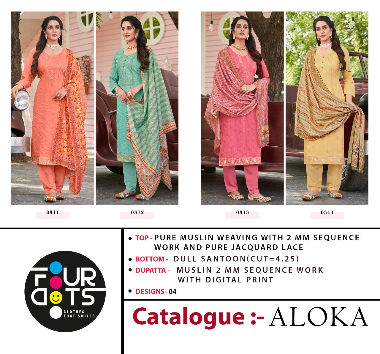 fourdots aloka muslin astonish look salwar suit catalog