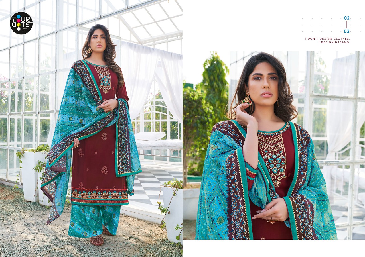 fourdots mannat silk cotton classic trendy look salwar suit catalog