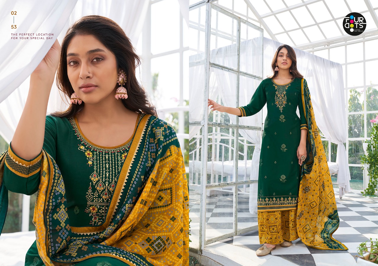 fourdots mannat silk cotton classic trendy look salwar suit catalog