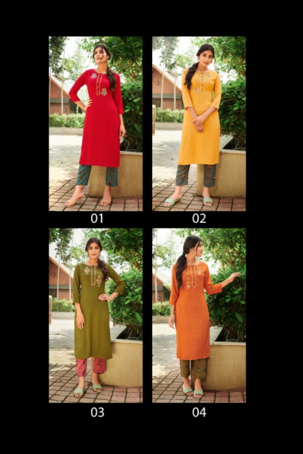 global local quest rayon graceful look Kurti with pant catalog