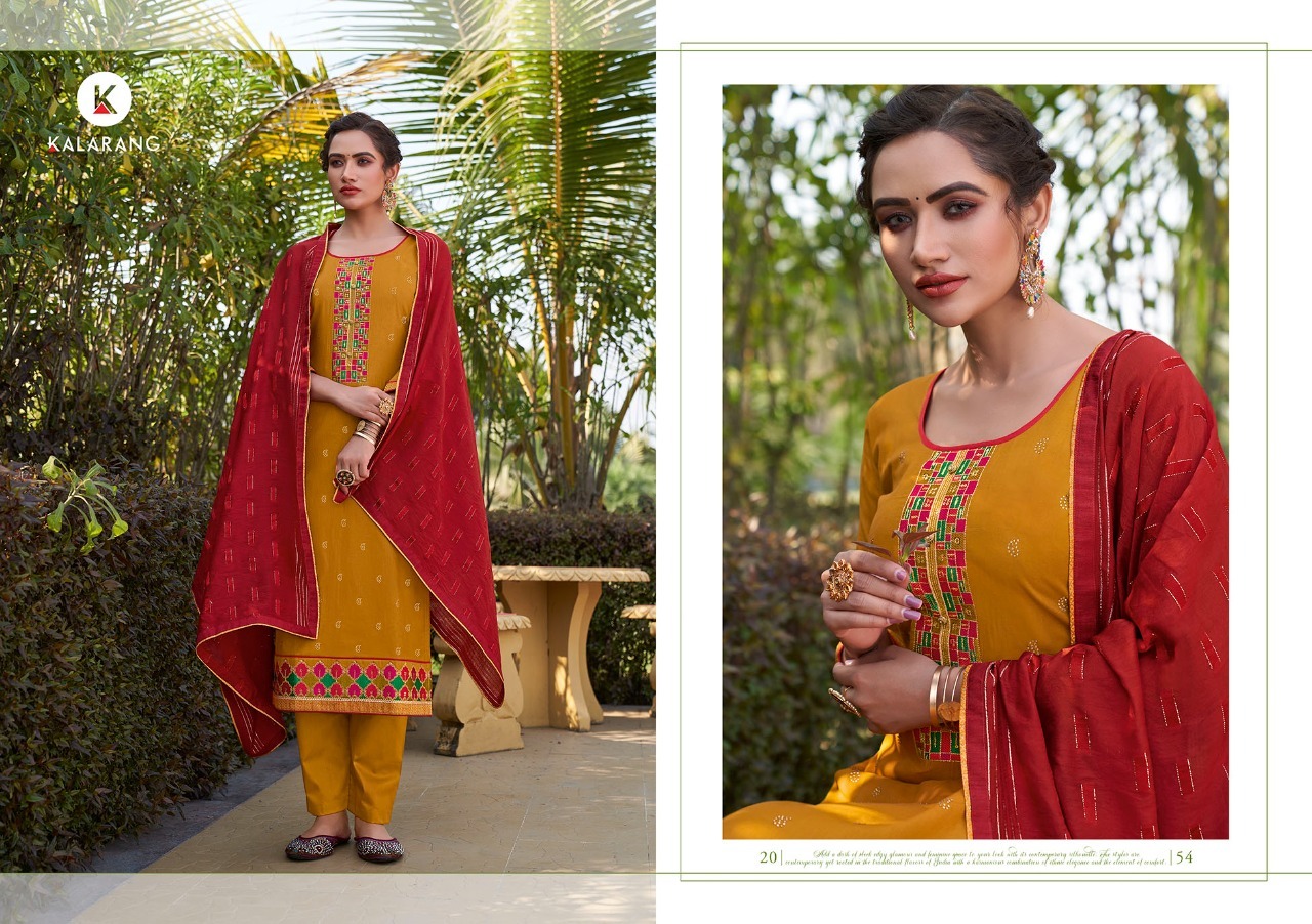 kalarang samaira jam silk cotton innovative look salwar suit catalog