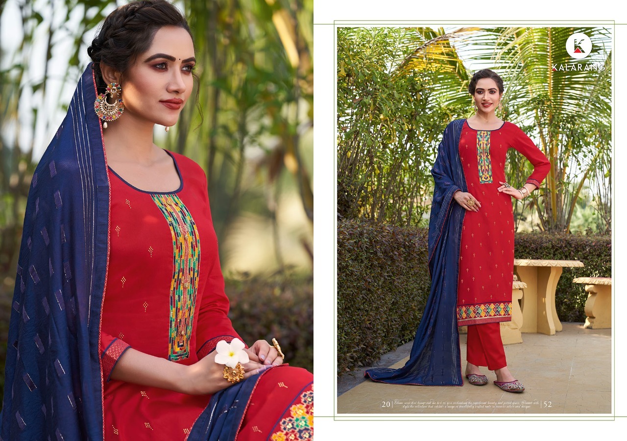 kalarang samaira jam silk cotton innovative look salwar suit catalog