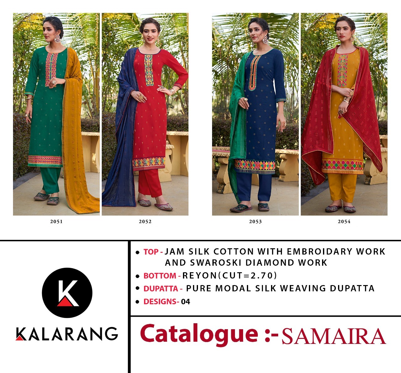 kalarang samaira jam silk cotton innovative look salwar suit catalog