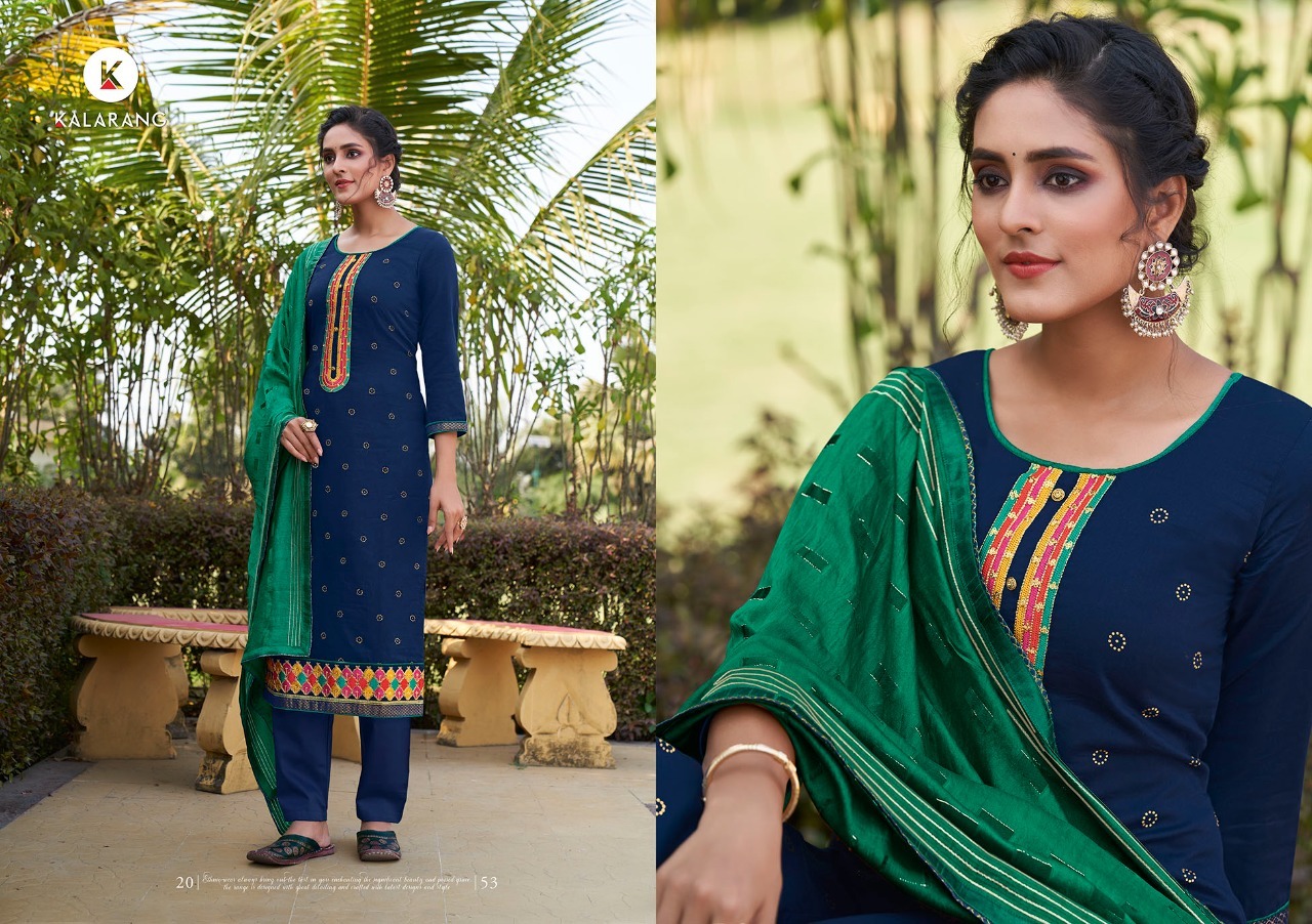 kalarang samaira jam silk cotton innovative look salwar suit catalog