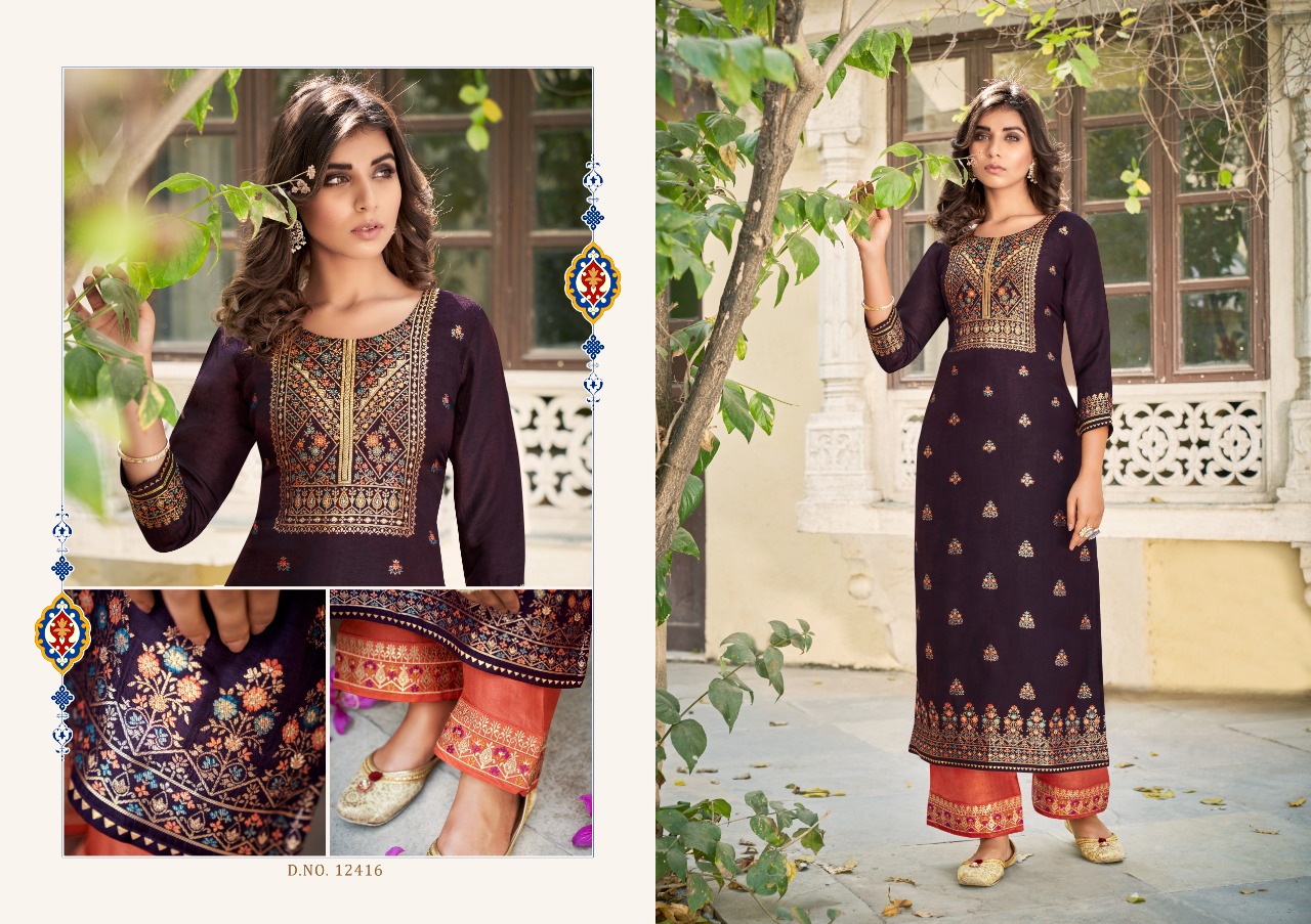 Kalaroop by Kajree armani viscose innovative look kurti with pant catalog