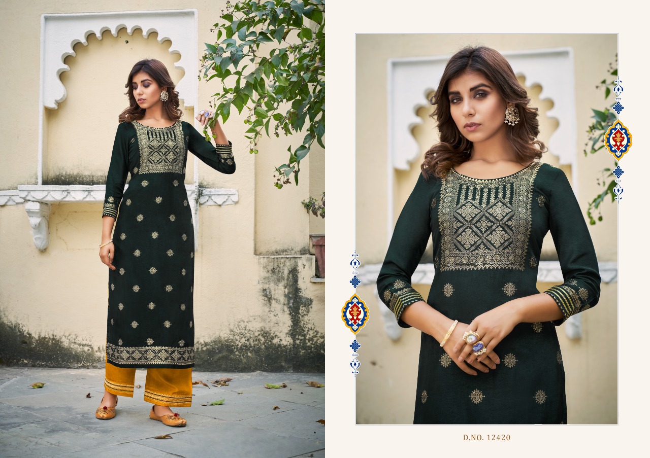 Kalaroop by Kajree armani viscose innovative look kurti with pant catalog