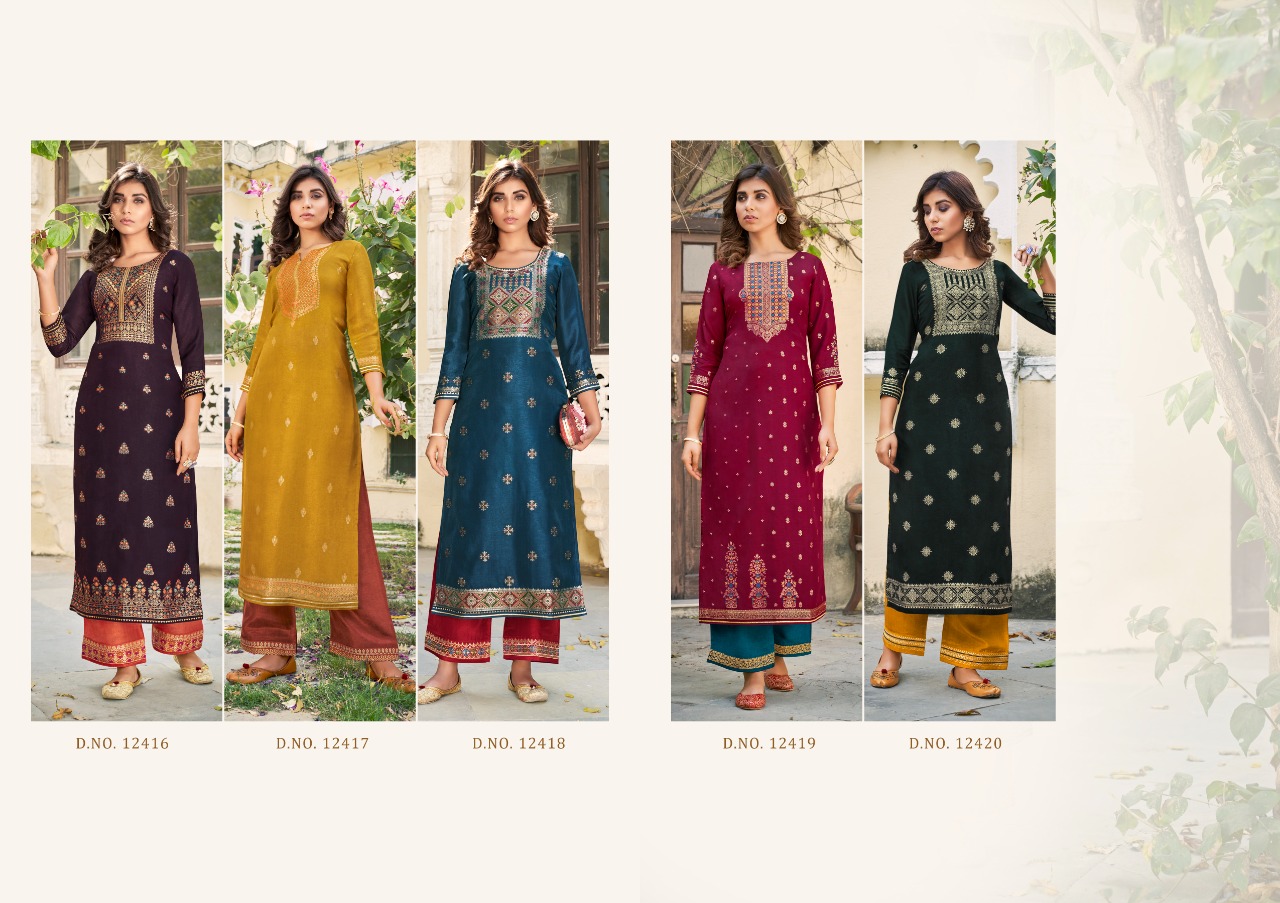 Kalaroop by Kajree armani viscose innovative look kurti with pant catalog