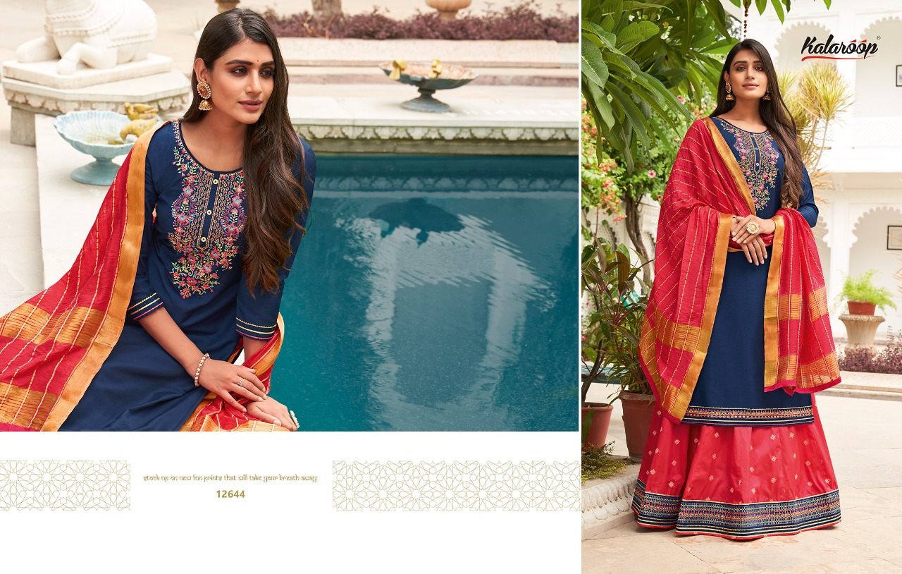 Kalaroop by Kajree carnival vol 2 silk catchy look top lehenga with dupatta catalog