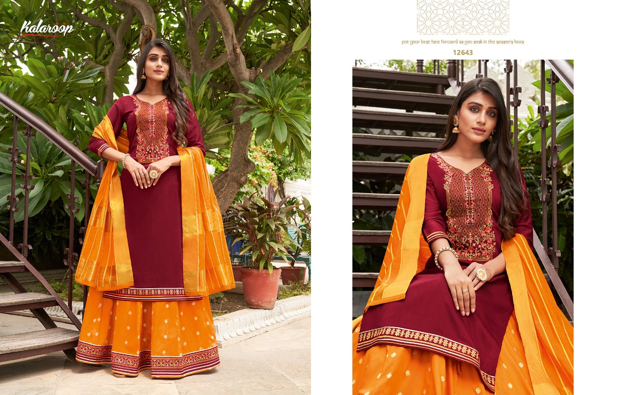 Kalaroop by Kajree carnival vol 2 silk catchy look top lehenga with dupatta catalog