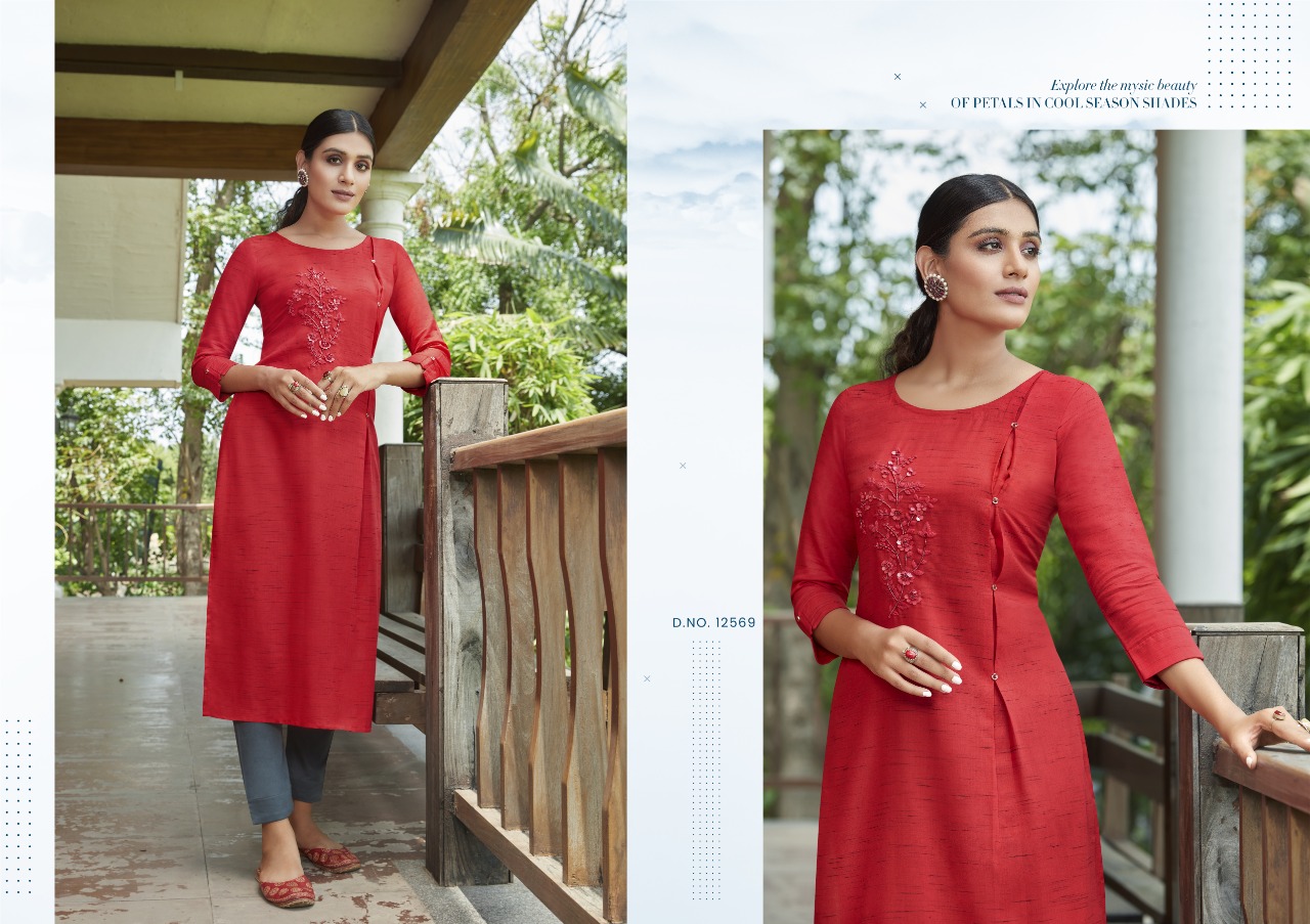 Kalaroop by Kajree pears rayon innovative look kurti  catalog