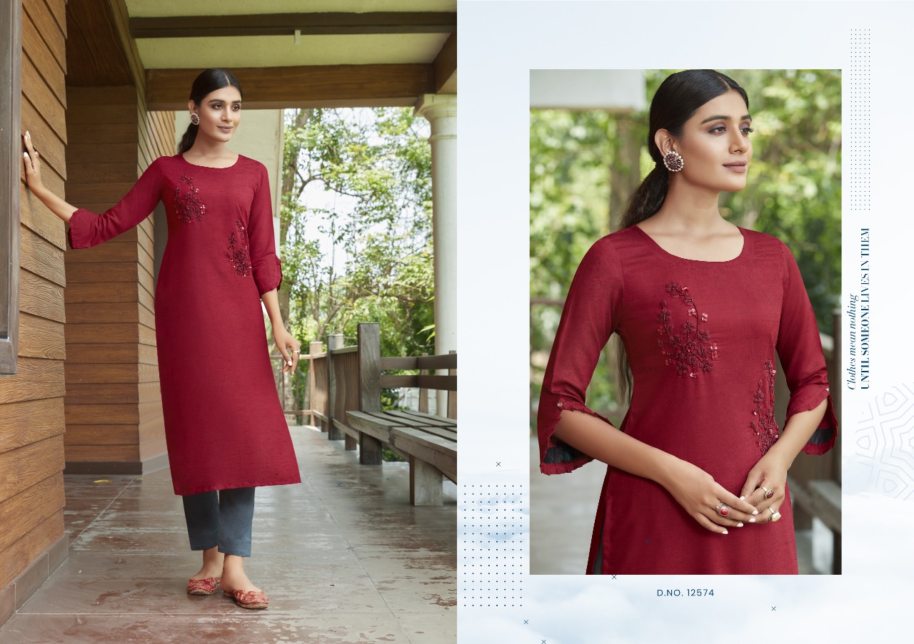 Kalaroop by Kajree pears rayon innovative look kurti  catalog