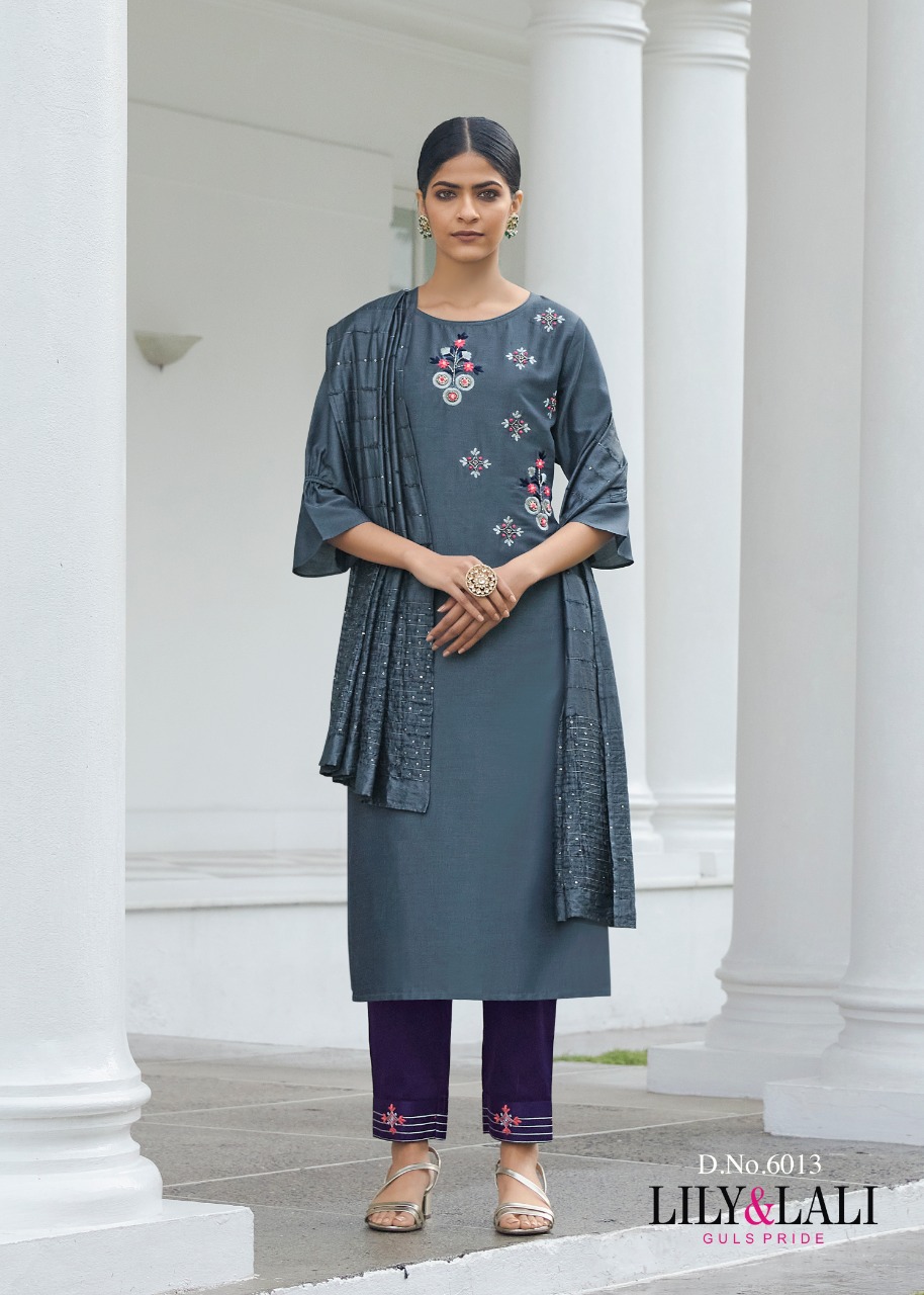 lily and lali malaika silk astonish style kurti pant with dupatta catalog