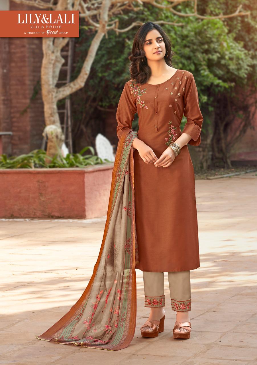 lily and lali monalisa 3 bemberg silk astonish style kurti pant with dupatta catalog