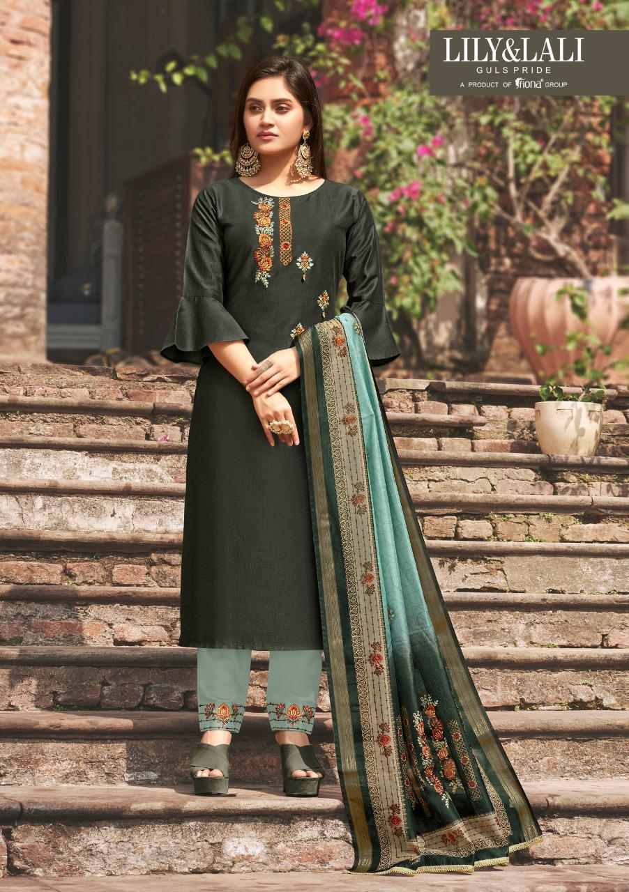 lily and lali monalisa 3 bemberg silk astonish style kurti pant with dupatta catalog