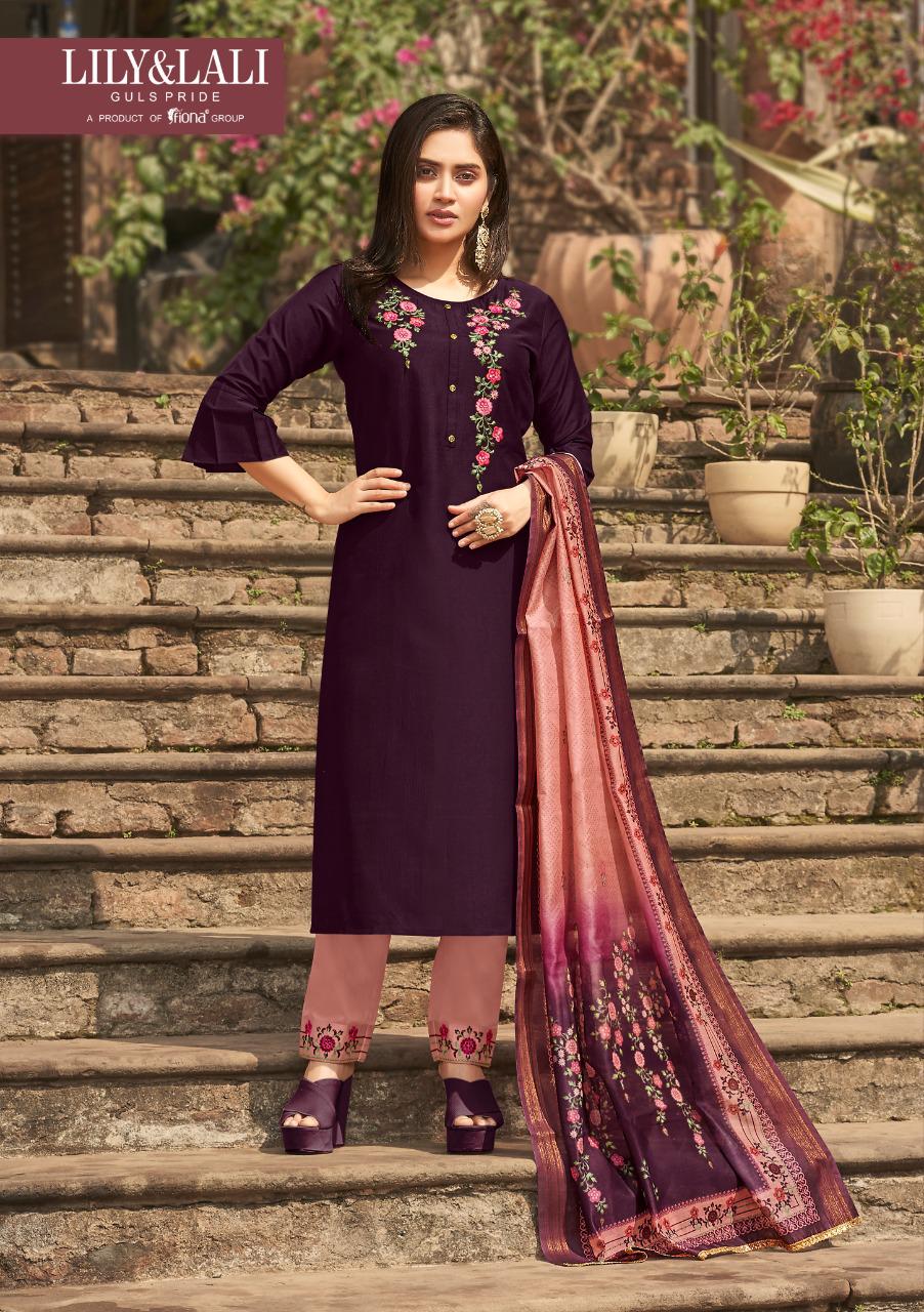 lily and lali monalisa 3 bemberg silk astonish style kurti pant with dupatta catalog