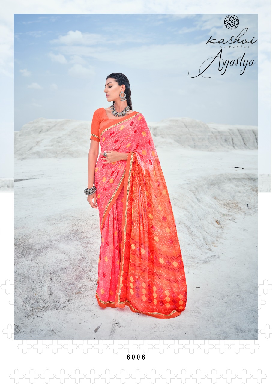 lt kashvi creation agastya georgget elegant print saree catalog