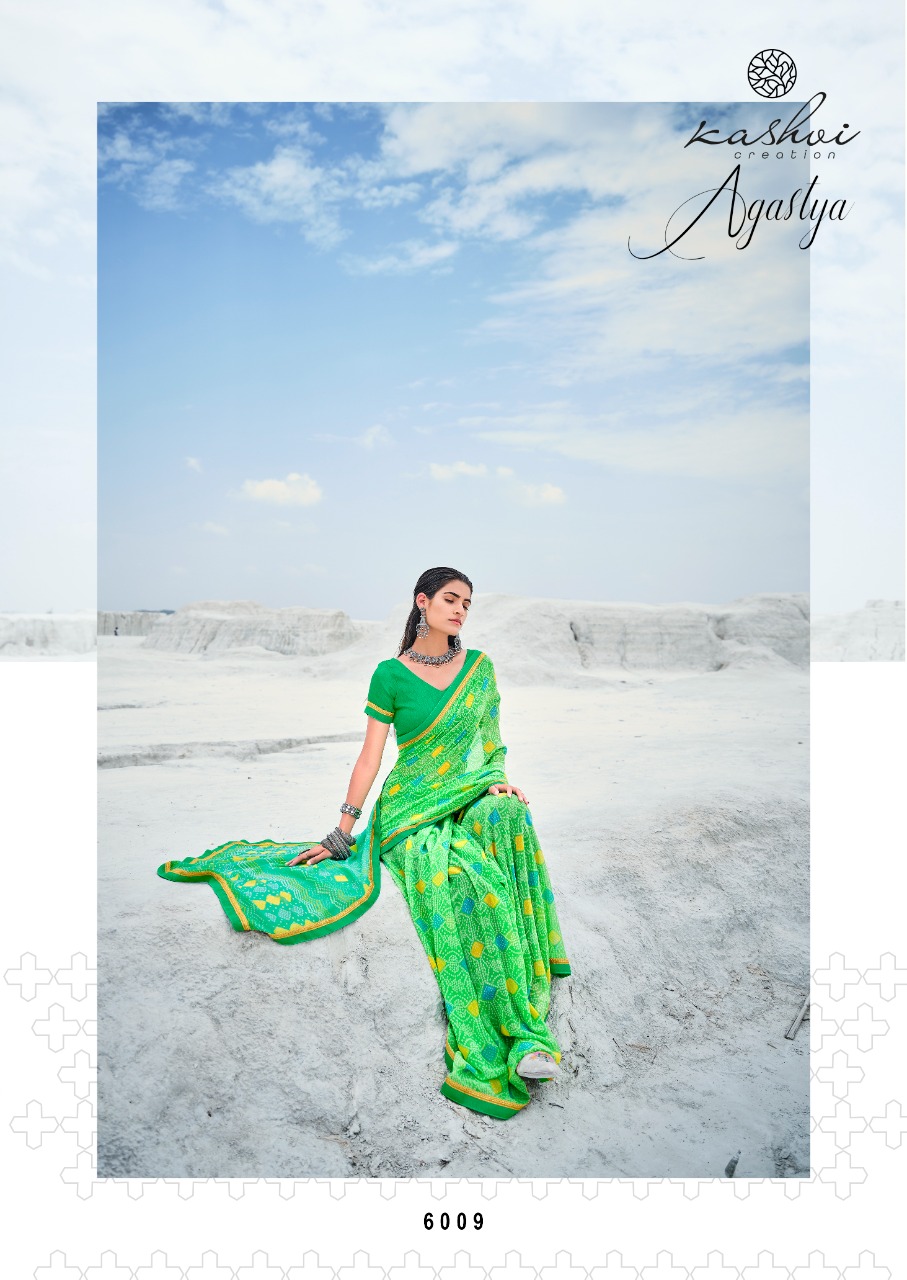 lt kashvi creation agastya georgget elegant print saree catalog