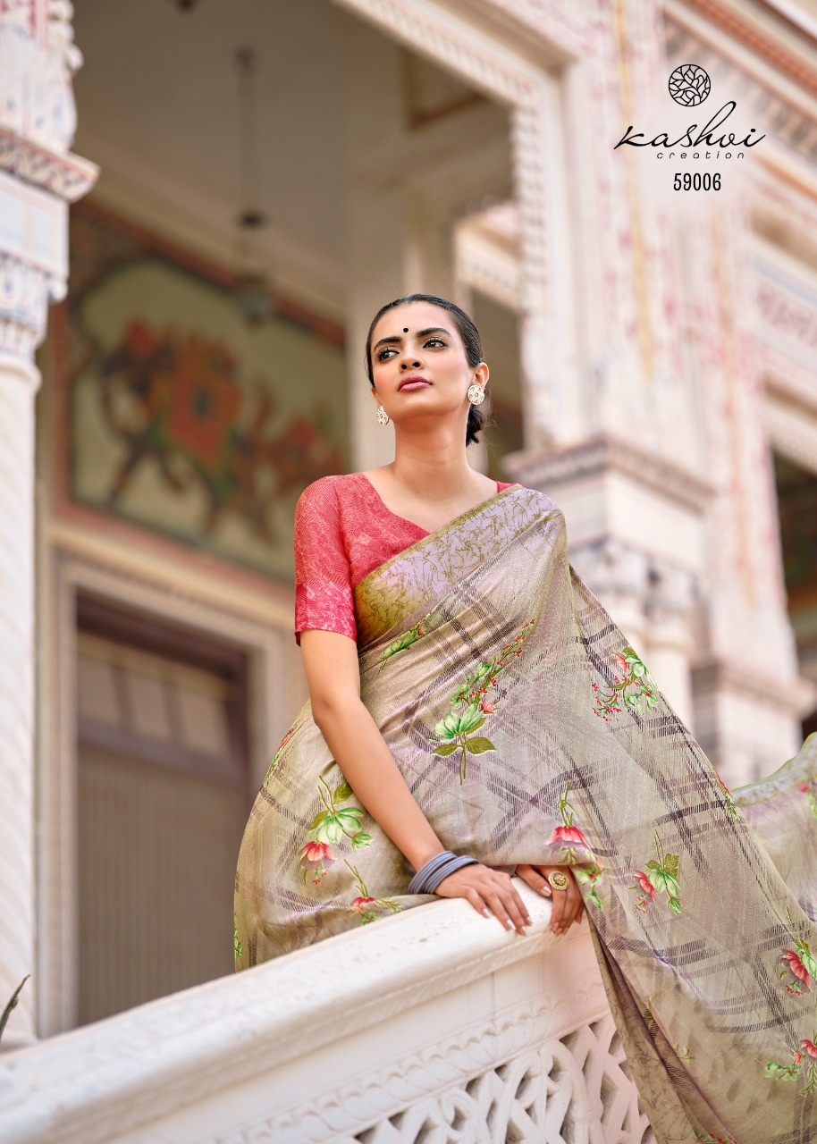 lt kashvi creation chitrangana Moss Satin Patta gorgeous look saree catalog