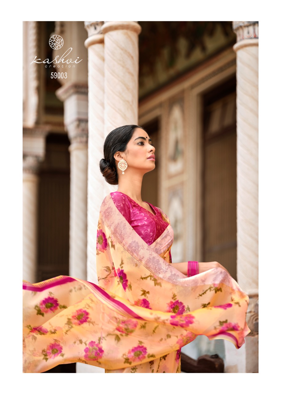 lt kashvi creation chitrangana Moss Satin Patta gorgeous look saree catalog