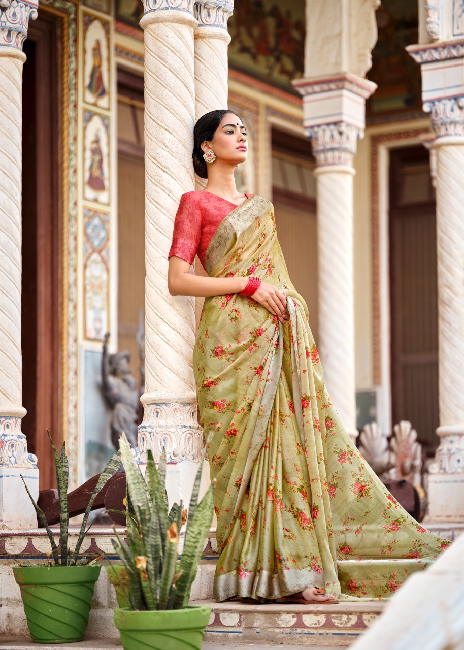 lt kashvi creation chitrangana Moss Satin Patta gorgeous look saree catalog