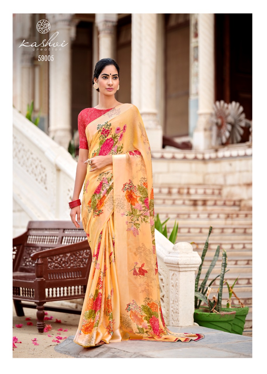 lt kashvi creation chitrangana Moss Satin Patta gorgeous look saree catalog