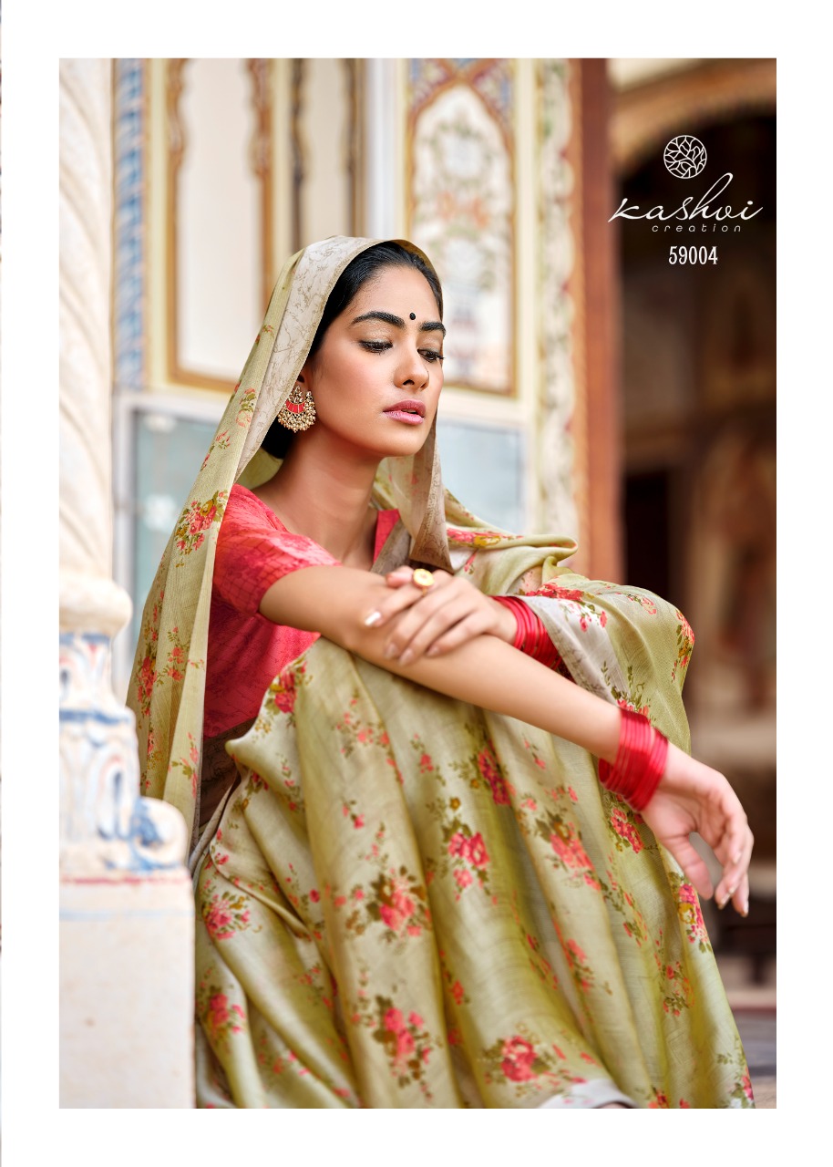 lt kashvi creation chitrangana Moss Satin Patta gorgeous look saree catalog