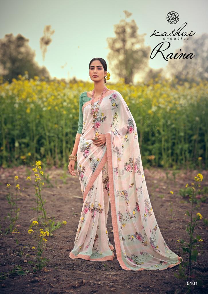 lt kashvi creation raina georgget elegant print saree catalog