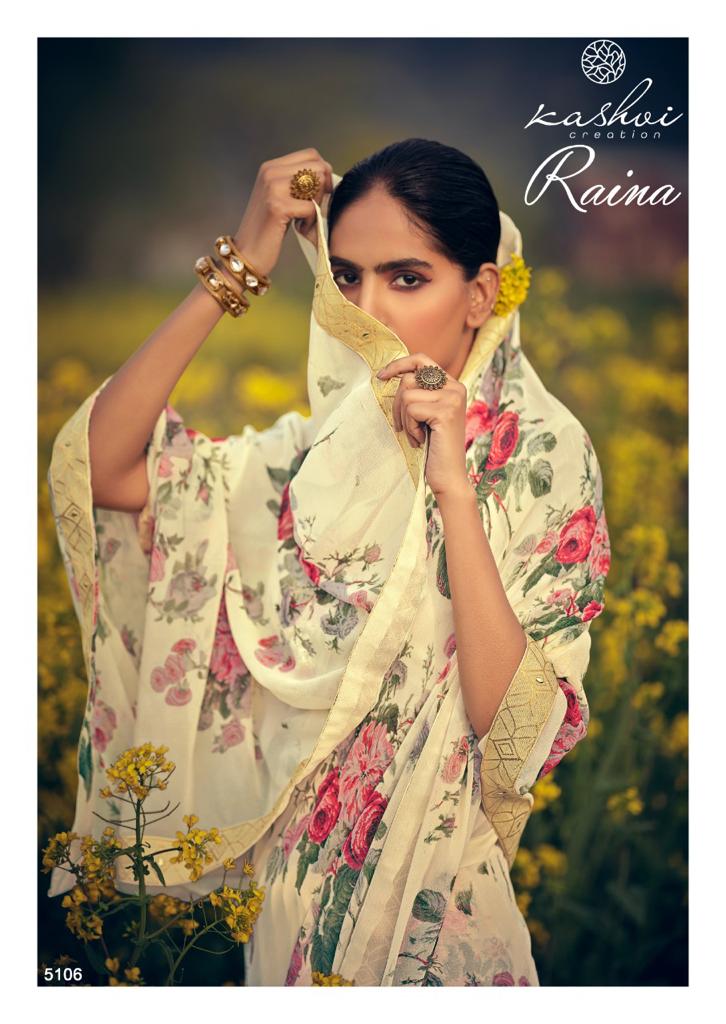 lt kashvi creation raina georgget elegant print saree catalog