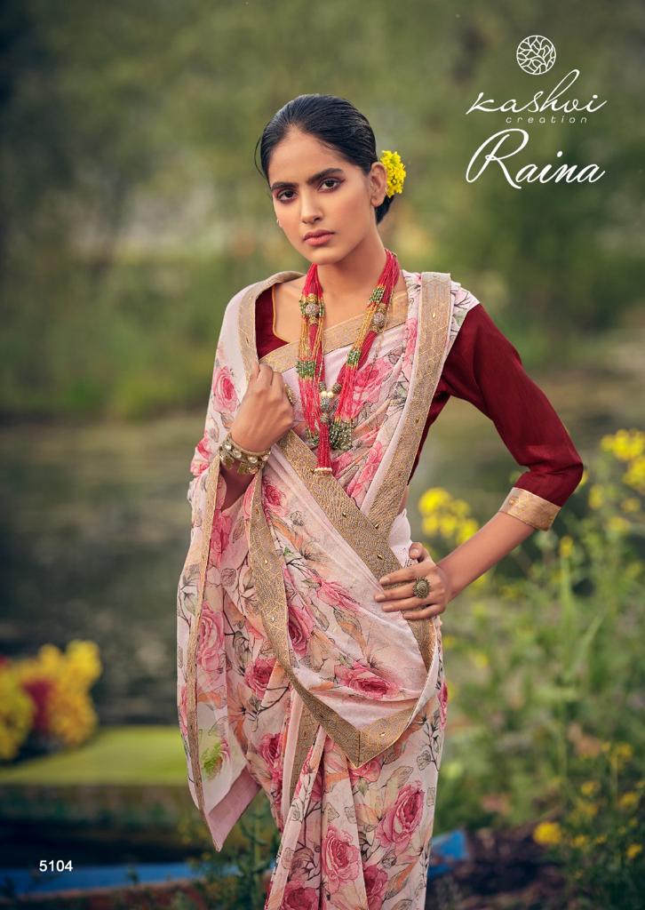 lt kashvi creation raina georgget elegant print saree catalog